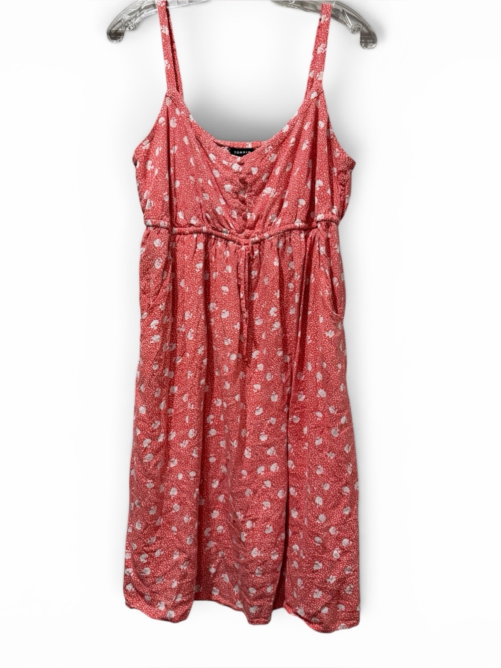 Torrid 1X Pink Coral Floral Sleeveless Summer Dress Plus SIze‎ B5